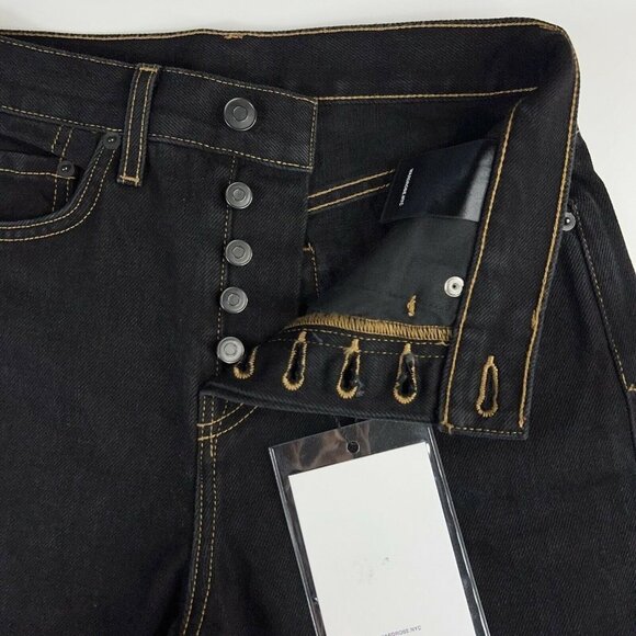 Wardrobe.NYC Womens Slim Skinny Jeans Black Wash Pockets Button Fly Denim 26 New - Picture 5 of 12